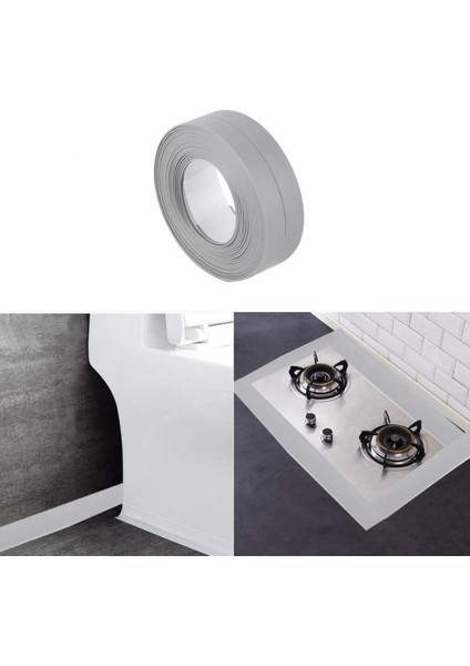 Su Sızdırmaz Banyo Mutfak Lavabo Küvet Kenar Izolasyon Şerit Bandı Su Kaçırmaz Küf Önleyici Gri Renk fırsatları