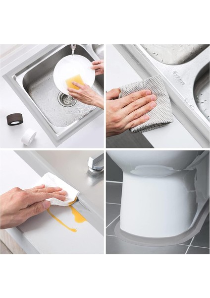 Su Sızdırmaz Banyo Mutfak Lavabo Küvet Kenar Izolasyon Şerit Bandı Su Kaçırmaz Küf Önleyici Gri Renk indirimleri