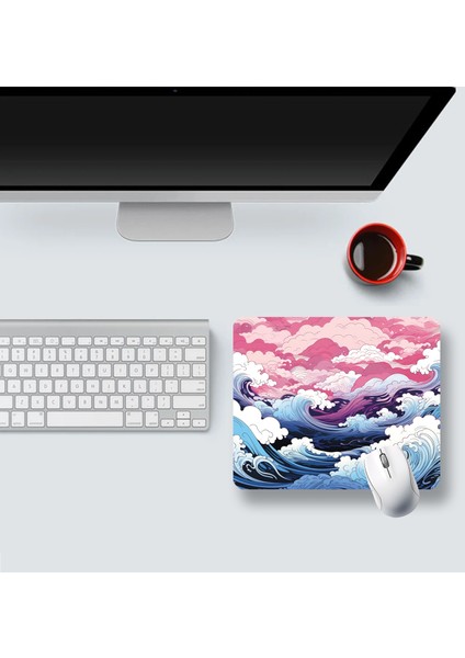 Ilyuka Japanese Waves 22X18CM MP452218 Ilyuka Mini Boy Gaming Mousepad Dikişsiz Kenar Kaymaz Kauçuk Taban 22X18CM