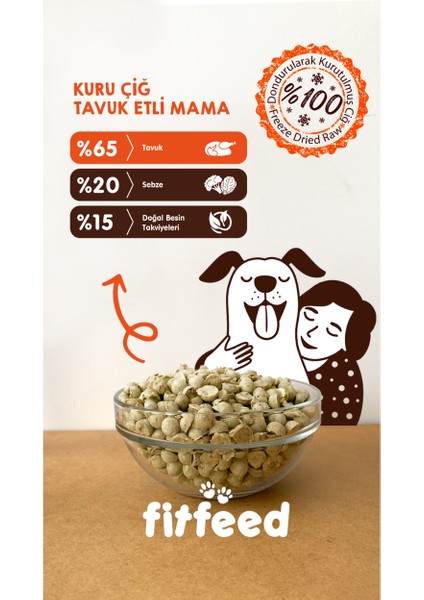 Freeze-Dried Kuru Çiğ Köpek Maması - %65 Tavuk - 300g