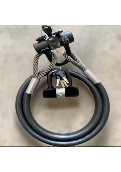 Motorsiklet 2 Metre 14 mm Kesilmez Çelik Halat Motosiklet Bağlama Halatı Çelik Disk Kilidi 1 Adet