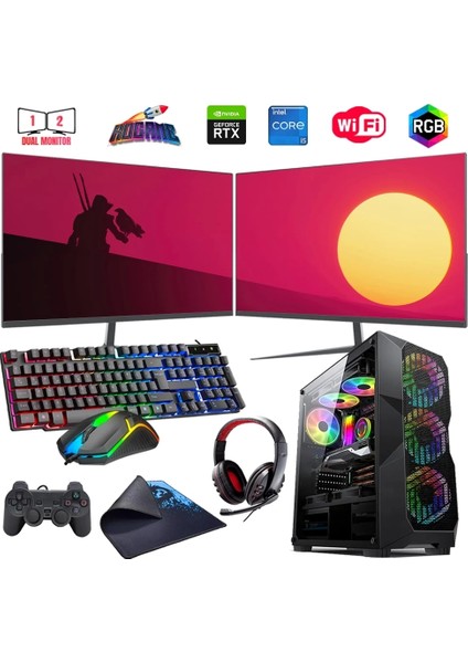 I5 13400F 16GB Ddr4 480SSD 6gb RTX3050 Çift 24" Mon. Oyun Bilgisayarı (Gaming Set)