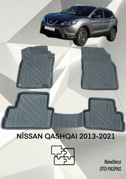 NewDeco Nissan Qashqai 2013-2021 Için 5,5d Carbon Style Havuzlu Paspas - Tpe Malzeme