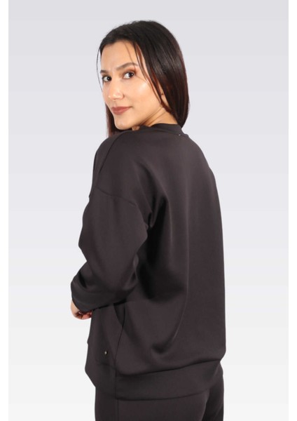 Tolga Saraçoğlu Kadın Boncuk Detaylı Sweatshirt 10418 Siyah fırsatları