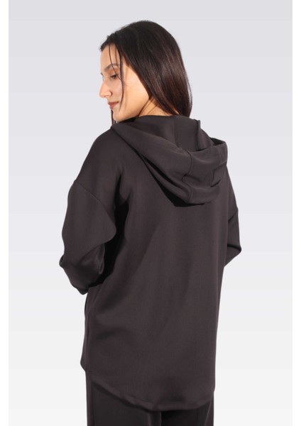 Tolga Saraçoğlu Kadın Rahat Kesim Kapüşonlu Sweatshirt 50259 Siyah fırsatları