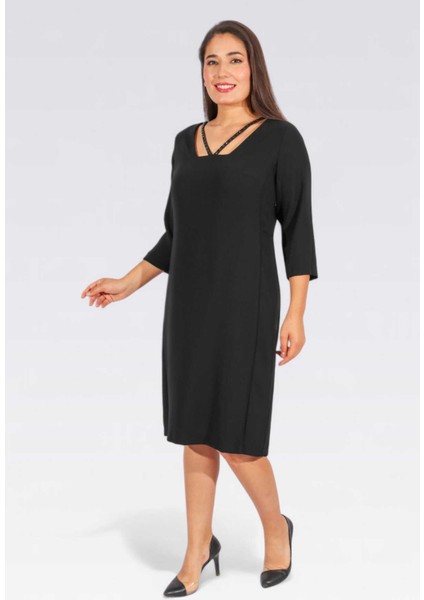 Tolga Saraçoğlu Kadın Boncuk Detaylı Abiye Elbise 40399 Siyah