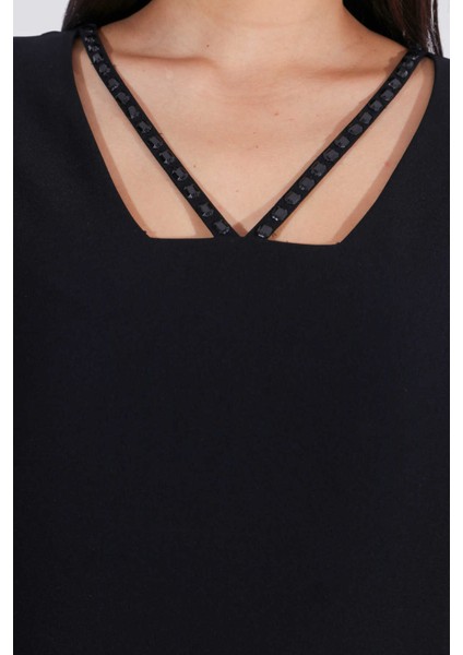 Tolga Saraçoğlu Kadın Boncuk Detaylı Abiye Elbise 40399 Siyah modelleri