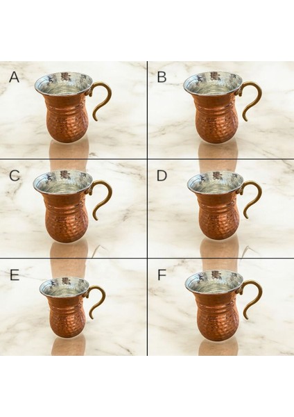 6'lı Bakır Çekiç Dövme Bardak 250 ml