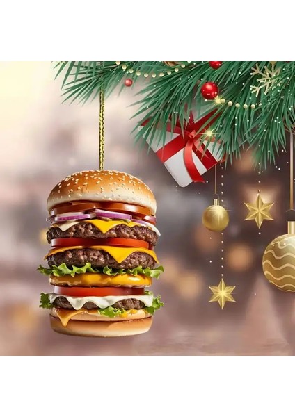2d Akrilik Dev Hamburger Anahtarlık modelleri