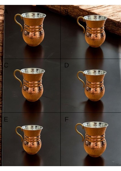 6'lı Bakır Çekiç Dövme Bardak 220 ml