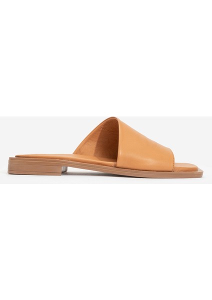 Kadın Bantlı Deri Terlik Zy 8011 Taba