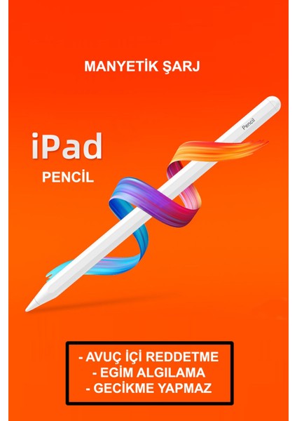 Apple iPad 10.2 Inç 2021 (9-10. Nesil) Avuç Içi Algılamayan Eğimle Çizim Kalınlığı Değişen Stylus Kalem