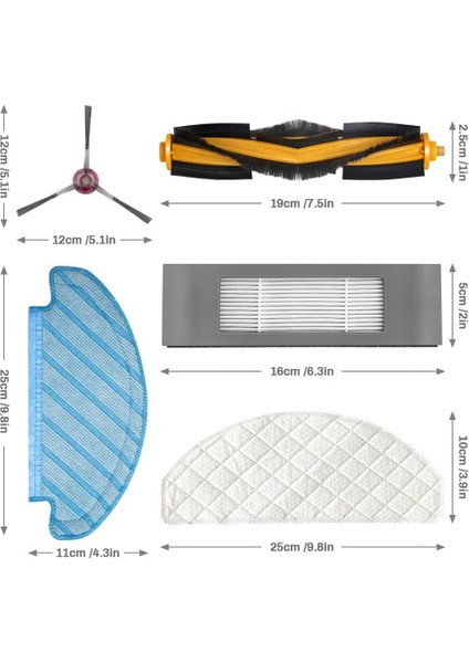 Ana Fırça Yan Fırça Filtre Bezi Ecovacs Ozmo T8 Vakum Süpürme Robotu Için Yedek Parçalar (Yurt Dışından)