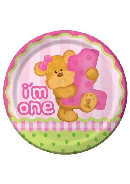 1 Yaşındayım Pembe Ayıcık Tabak