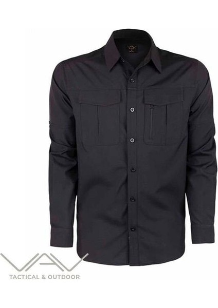 Vav Uzun Kol Gömlek Tacflex-02 Siyah Xxl