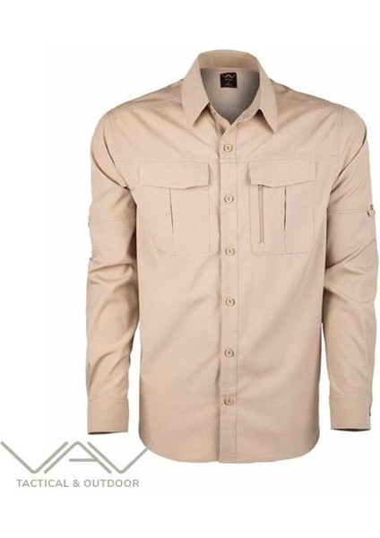 Vav Uzun Kol Gömlek Tacflex-02 Koyu Bej Xl