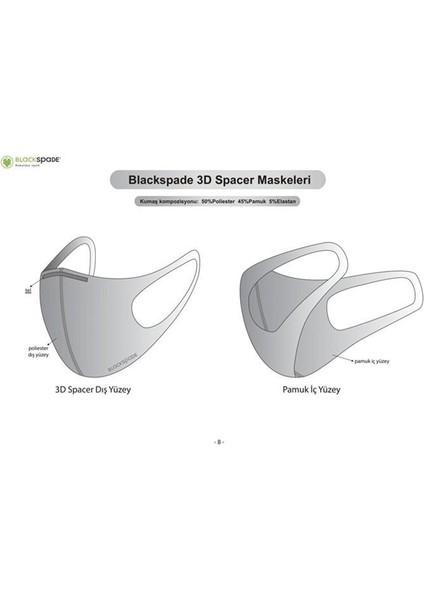 Blackspade Unisex Koruyucu Maske Antrasit L fırsatları