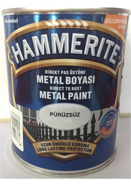 Hammerite Direkt Pas Üstü Pürüzsüz Beyaz Metal Boya 2,5 Lt