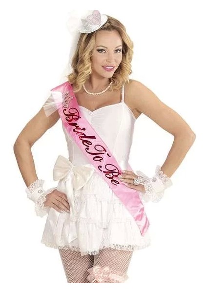 Bride To Be Saten Vücud Bandı Üzeri Taşlı Mini Taç Süslü
