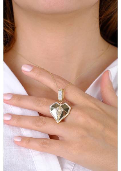 14 Ayar Altın Taşlı Kalpli Şekilli Kolye Ucu fiyatları