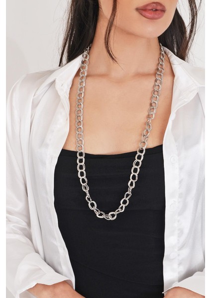 Pınkmark Kadın Gümüş Uzun 75 cm Klipsiz Kaplamalı Kolye PMKL25631