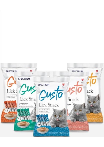 Lick Snack Cat Tuna Chicken Salmon Ton Balığı Tavuk Somon Sıvı Kedi Ödül Maması 4X15 gr 5li