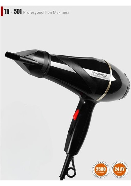 Powertec TR-501 Profesyonel Fön Makinesi [siyah]