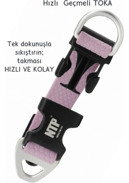 Su Geçirmez Sağlam D-Halkalı Pembe Köpek Boyun Tasması - L