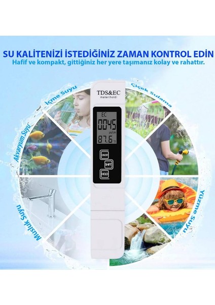 Dijital Tds ve Ec Termometreli Su Kalite ve Iletkenlik Ölçüm Cihazı Ph Değeri Sıcaklık fırsatları