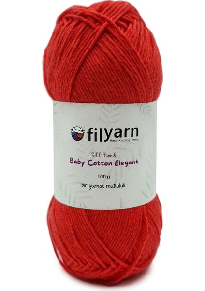 Kırmızı 1099 Baby Cotton Elegant Örgü Ipi Amigurumi Ipi Punch Örgü Ipi Oeko-Tex Startdart 100gr