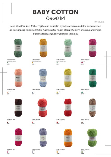 Kırmızı 1099 Baby Cotton Elegant Örgü Ipi Amigurumi Ipi Punch Örgü Ipi Oeko-Tex Startdart 100gr