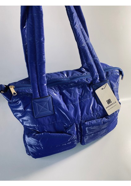 Metalik Mavi Kol ve Omuz Çantası 45X35 modelleri