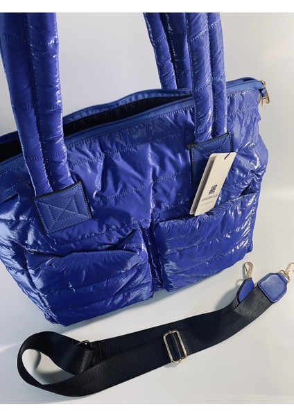 Metalik Mavi Kol ve Omuz Çantası 45X35 indirimleri