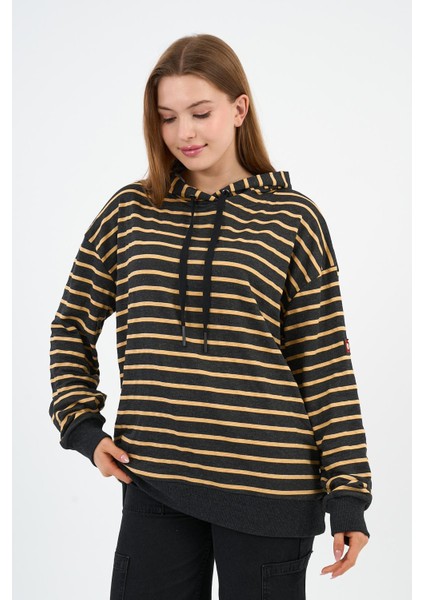 Çizgili Kapüşonlu Sweatshirt (UNX00242WN) fırsatları