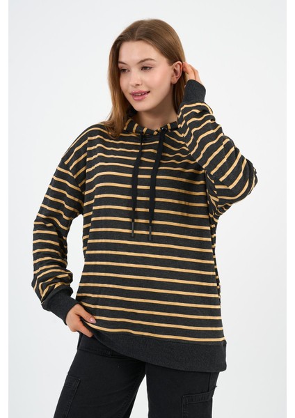 Çizgili Kapüşonlu Sweatshirt (UNX00242WN) indirimleri