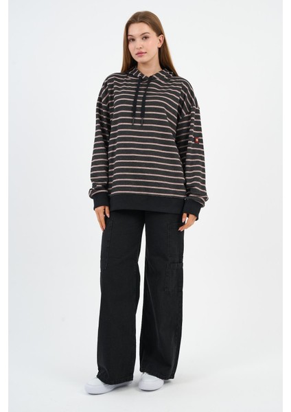 Çizgili Kapüşonlu Sweatshirt (UNX00242WN)