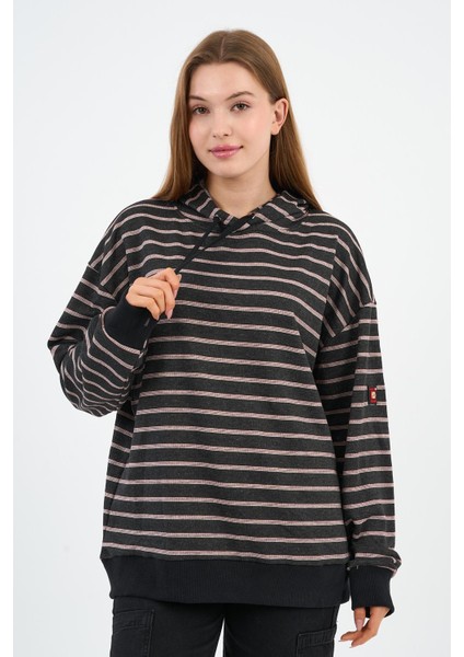 Çizgili Kapüşonlu Sweatshirt (UNX00242WN)