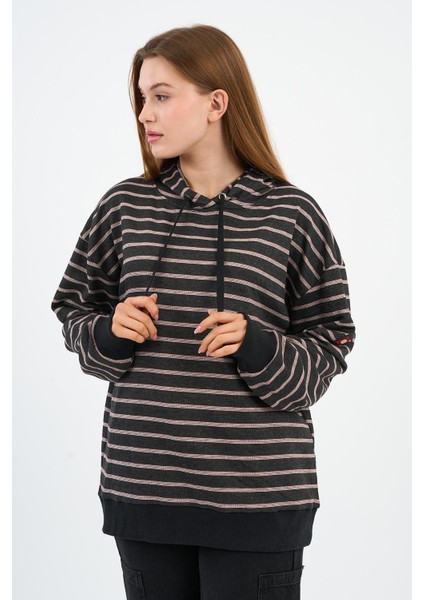 Çizgili Kapüşonlu Sweatshirt (UNX00242WN)