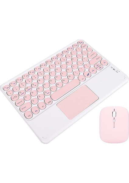 Hometech Alfa 10T 10" Uyumlu Kablosuz Bluetooth Şarjlı Touchpad'li Klavye Mouse Seti - Pembe