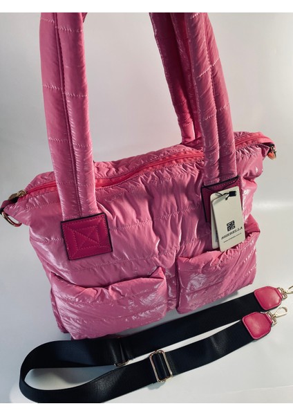 Metalik Pembe Kol ve Omuz Çantası 45X35