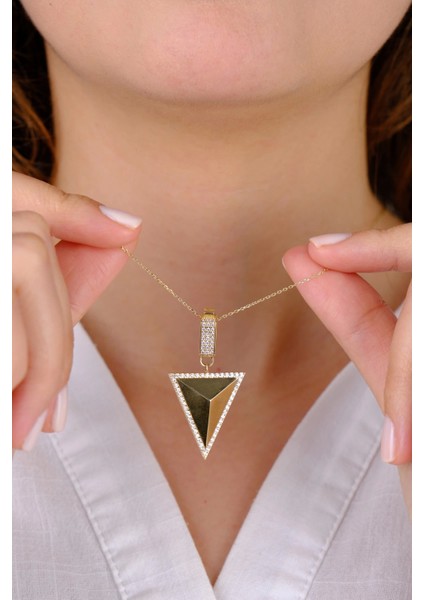 14 Ayar Altın Üçgen Taşlı Kolye Ucu fiyatları