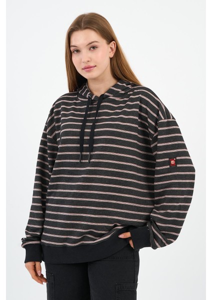 Çizgili Kapüşonlu Sweatshirt (UNX00242WN)