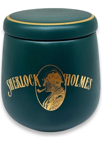 Sherlock Holmes El Yapımı Seramik Pipo Tutun Kavanozu Yeşil