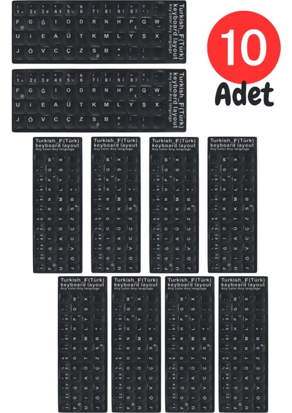 MF01 F Klavye Sticker/10 Adet-Laptop PC Uymlu-Silinmez/Türkçe F Klavye Sticker
