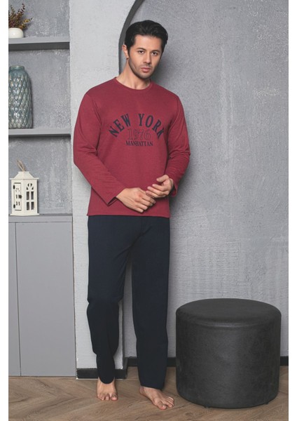 Erkek Bordo Yazı Desenli Iki Iplik (Kışlık) Pijama Takımı fiyatları