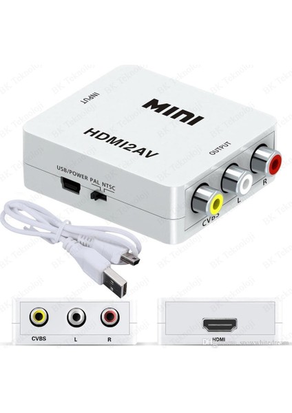 HDMI to RCA TOS AV Çevirici Dönüştürücü Tüplü TV AV Video Adaptör Full hd 1080 Çevirici Converter