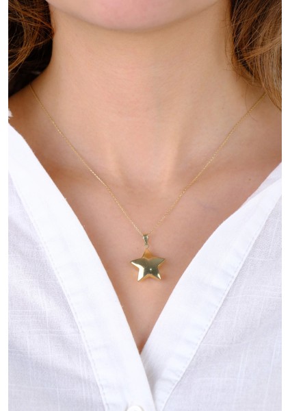 14 Ayar Altın Bombeli Yıldız Kolye Ucu fırsatları