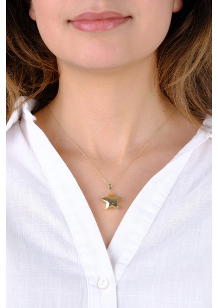 14 Ayar Altın Bombeli Yıldız Kolye Ucu indirimleri