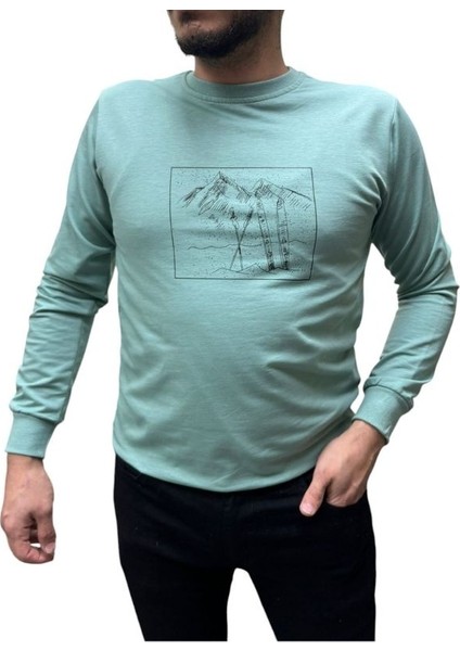 Baskı Desenli 2 Iplik Erkek Sweat - Kayak fiyatları