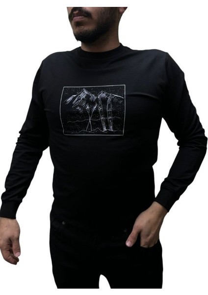 Baskı Desenli 2 Iplik Erkek Sweat - Kayak fiyatları